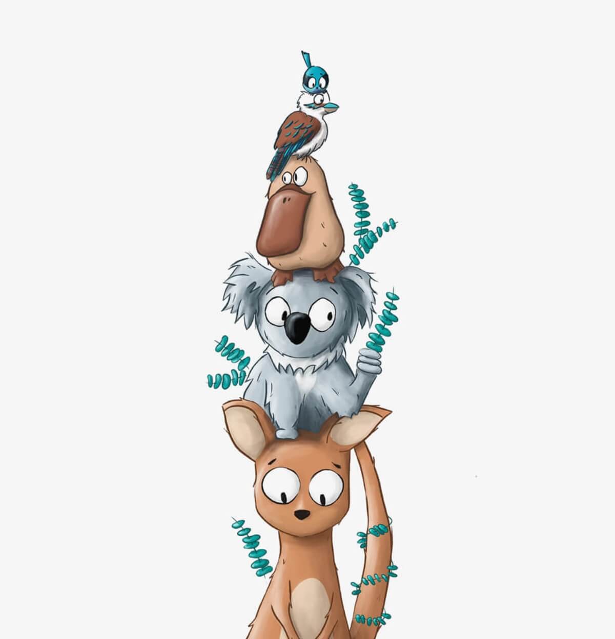 Illustration pour enfants des animaux d'Australie
